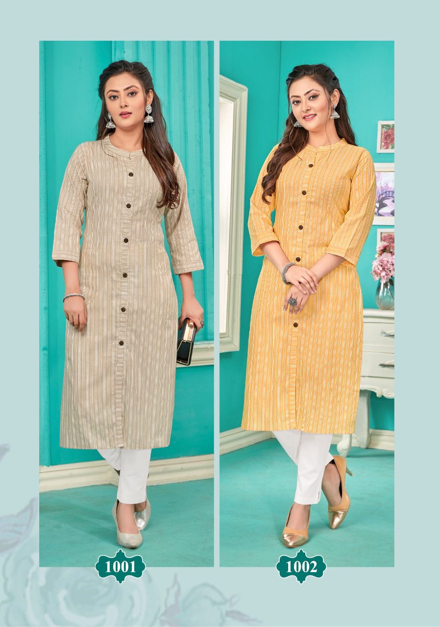 Larqi Sun Light 1 Fancy Wear Designer Cotton With Sequence Kurti Collection